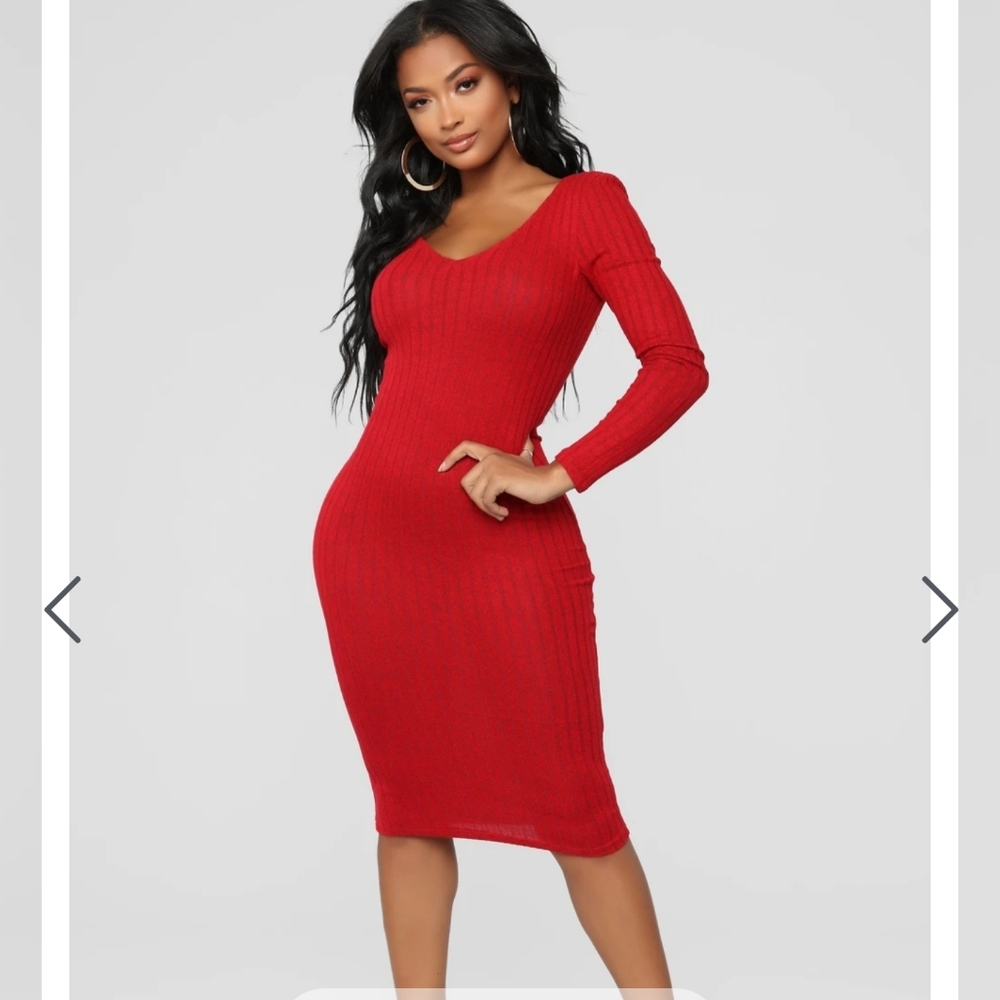 Fashion Nova Red Midi  dress_ never worn